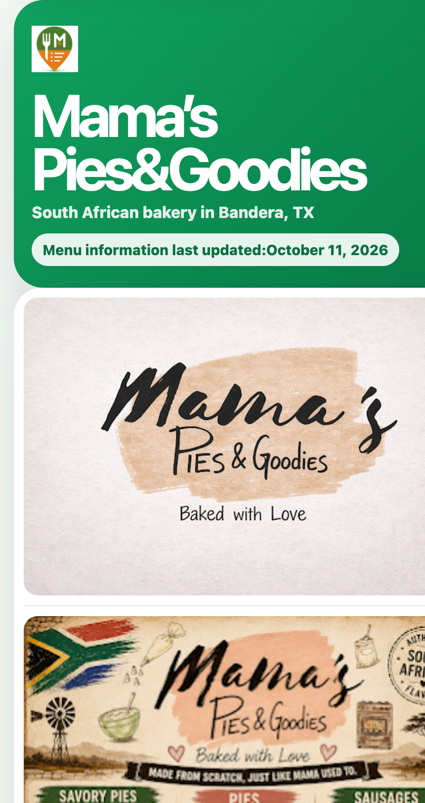 Thumbnail preview of the Mama’s Pies and Goodies MenuNearMe restaurant page.